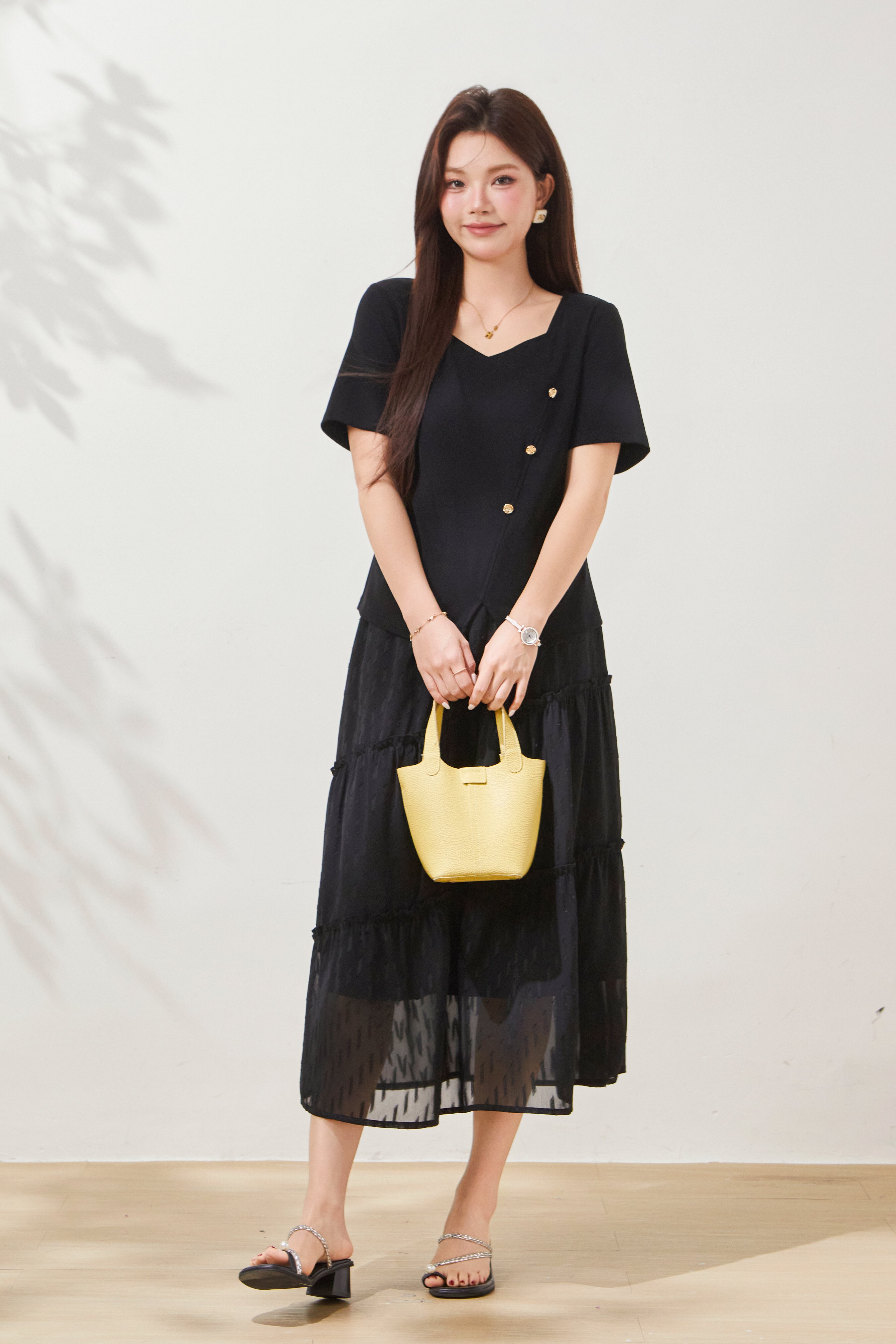 V-neck irregular design knitted T-shirt FXZ8015