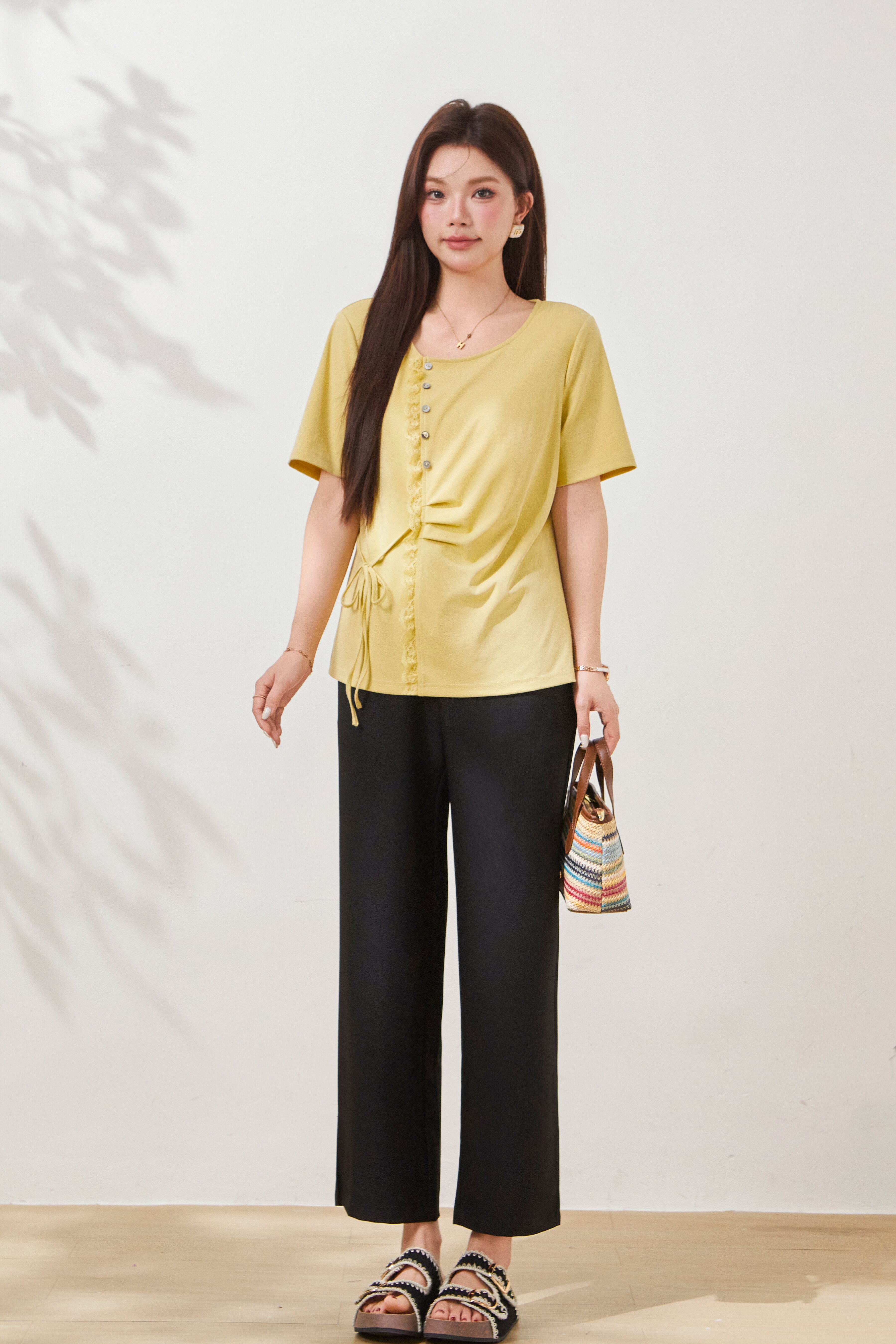 Nine-point side-slit casual suit pants FXK7015