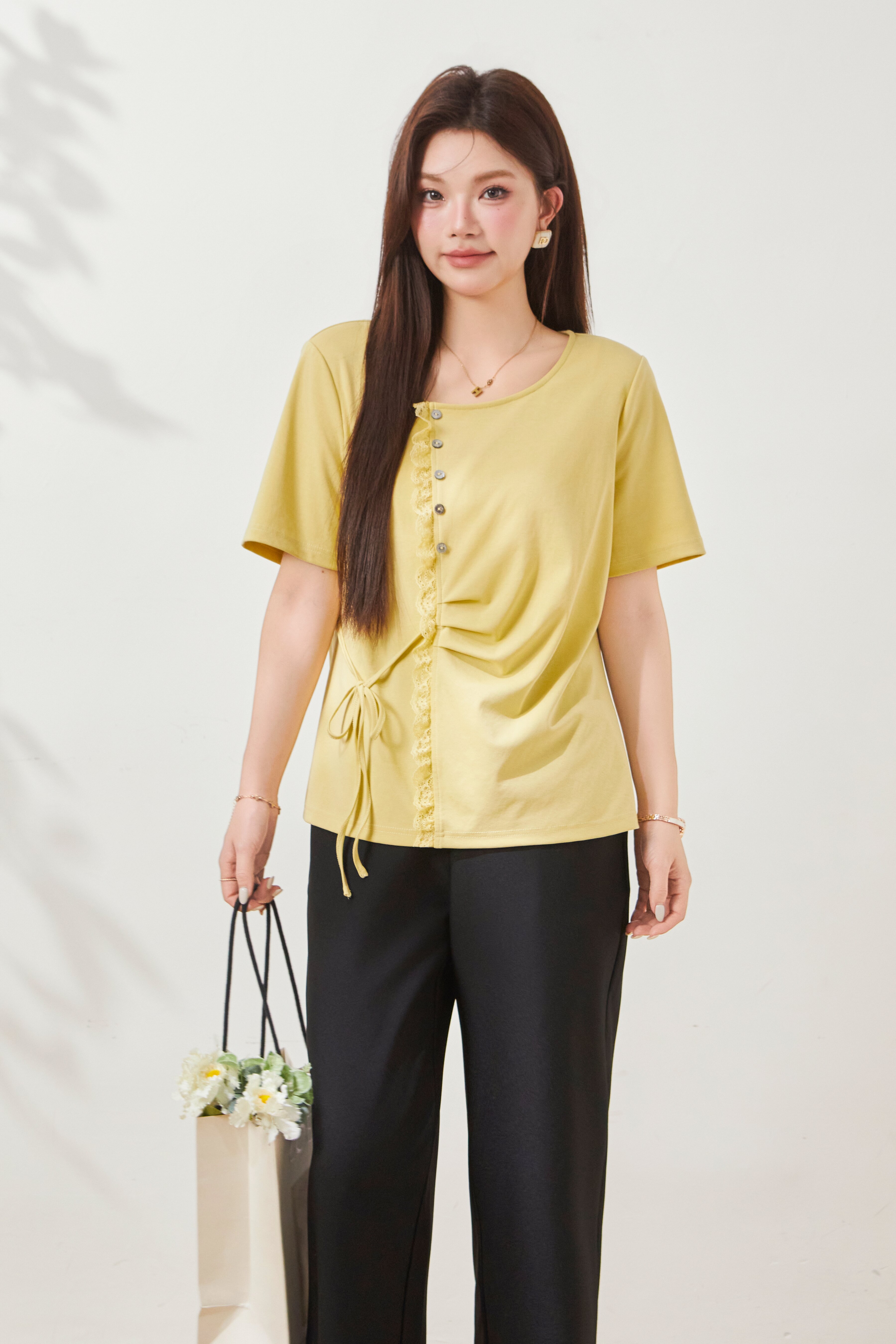 Design inspired lace knit T-shirt FXZ8016