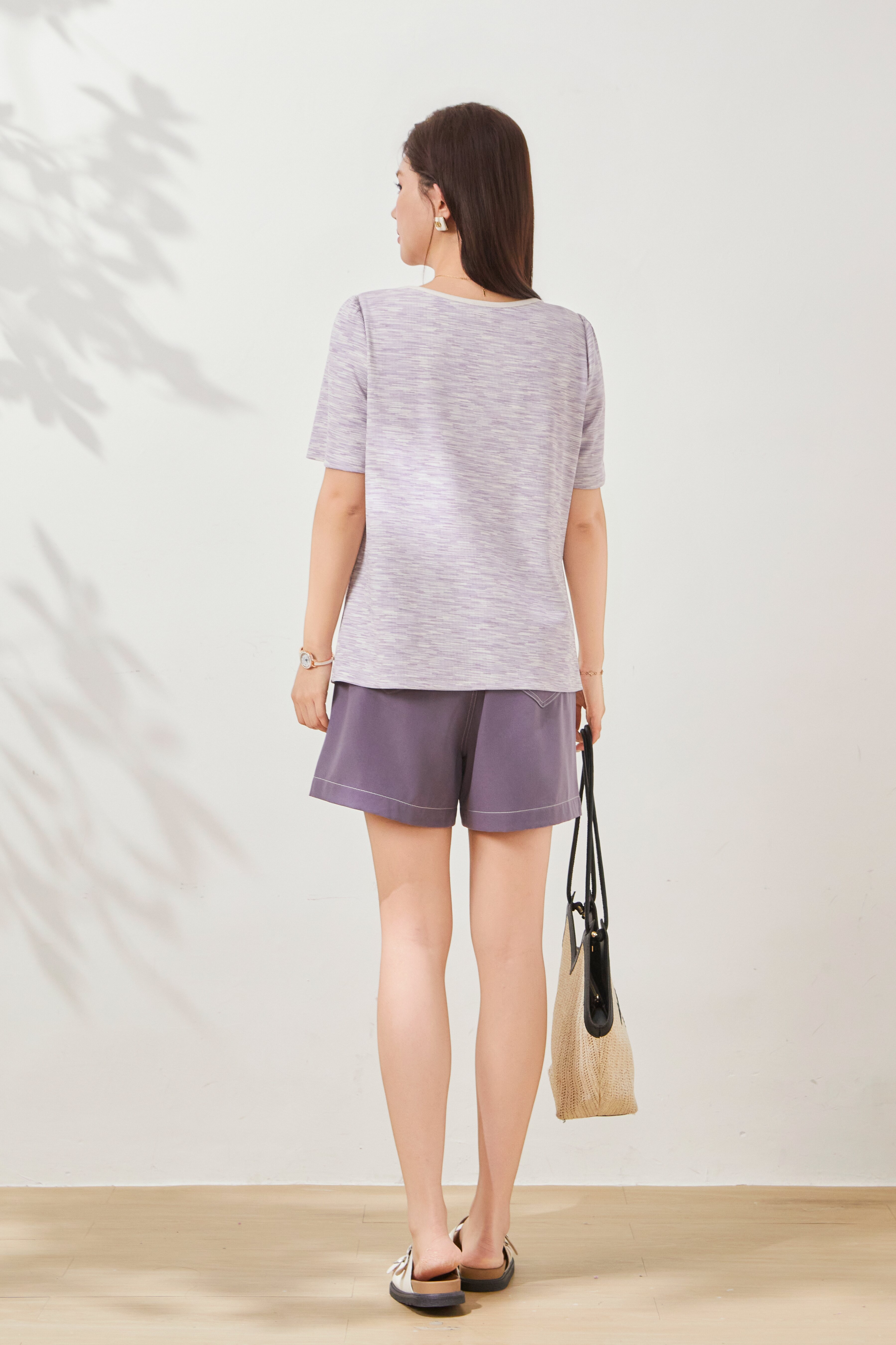 Sweet style bubble sleeve U-neck T-shirt FXZ8068