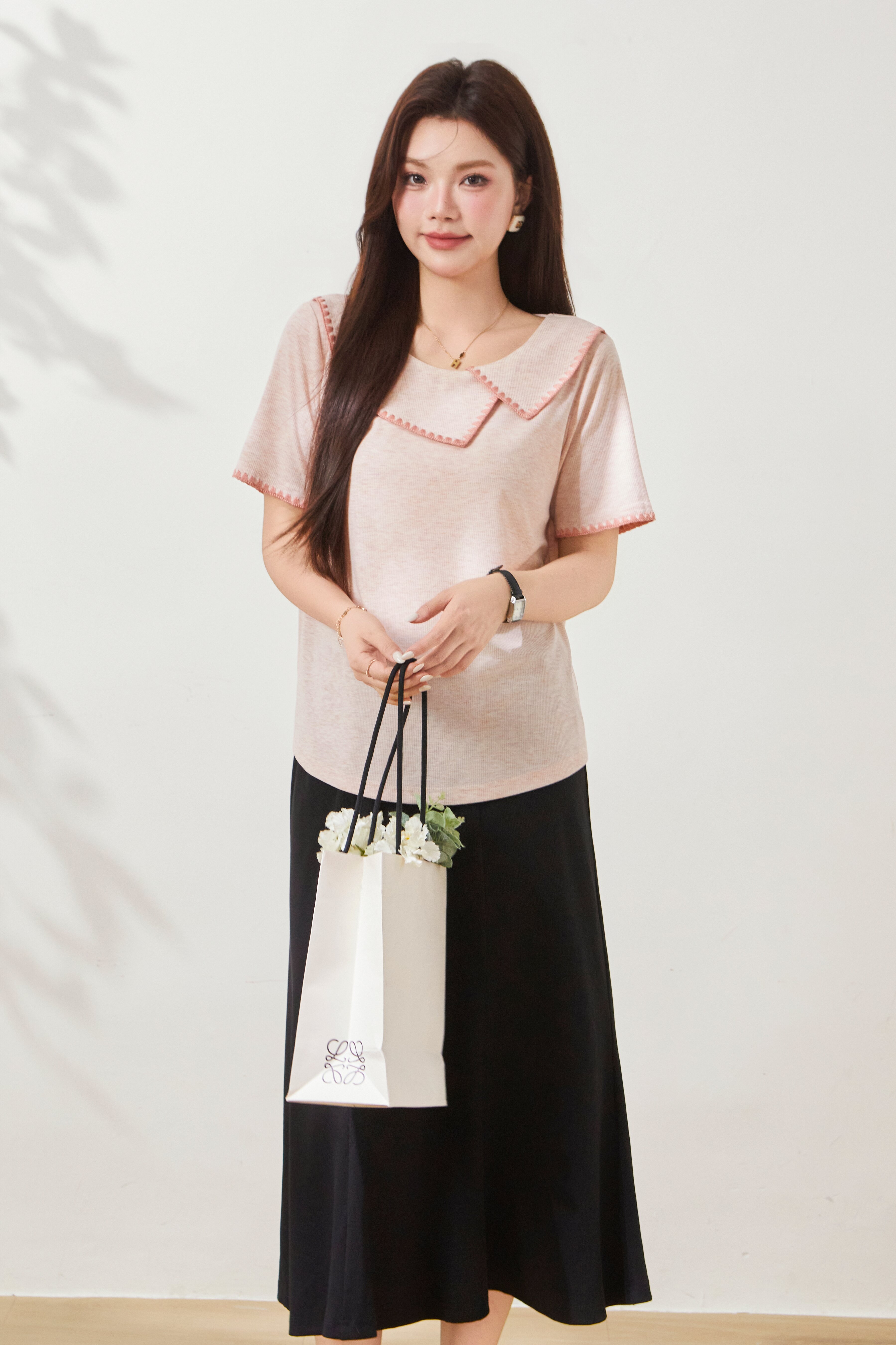 Unique Design Irregular Collar T-shirt FXZ7089