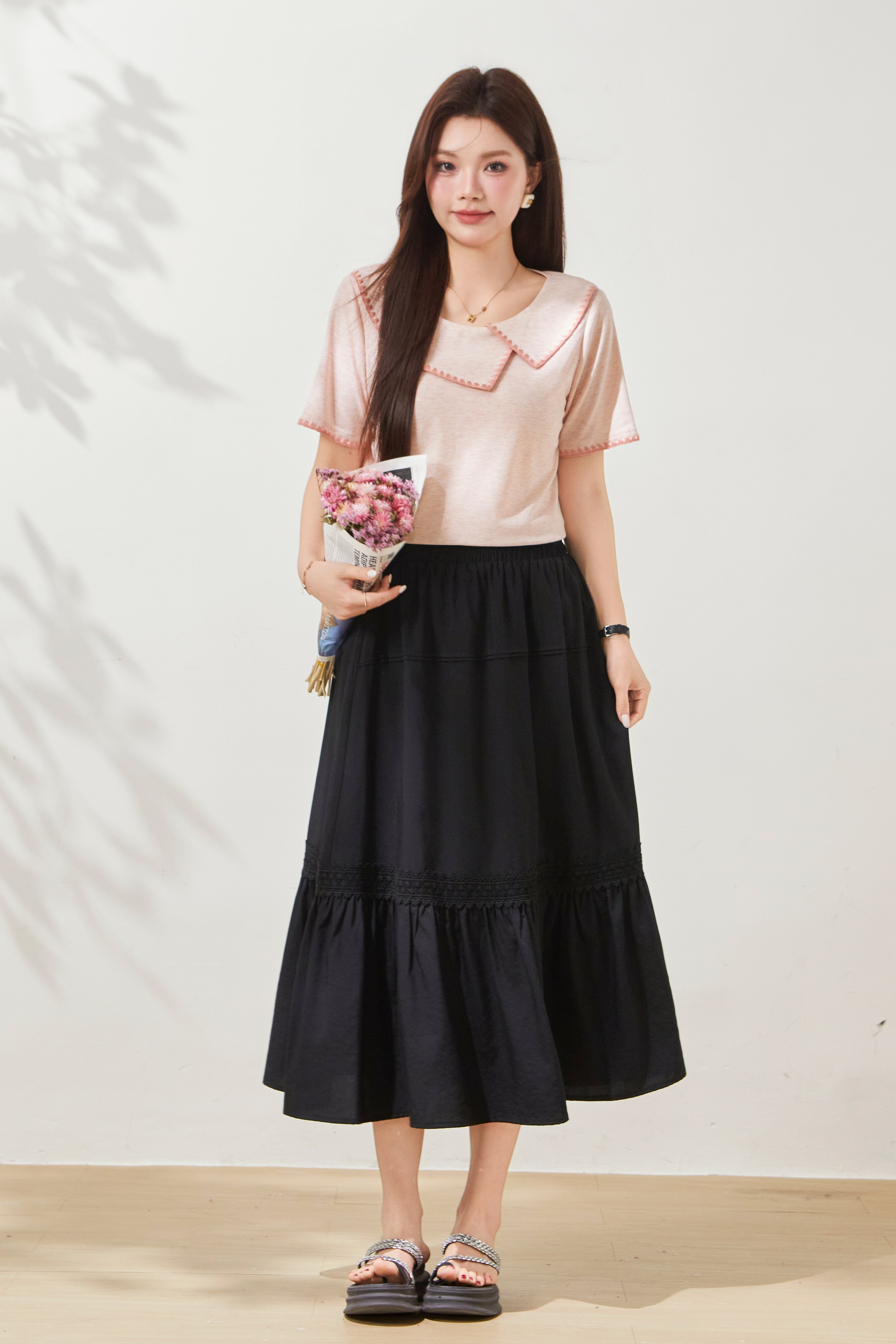 Unique Design Irregular Collar T-shirt FXZ7089