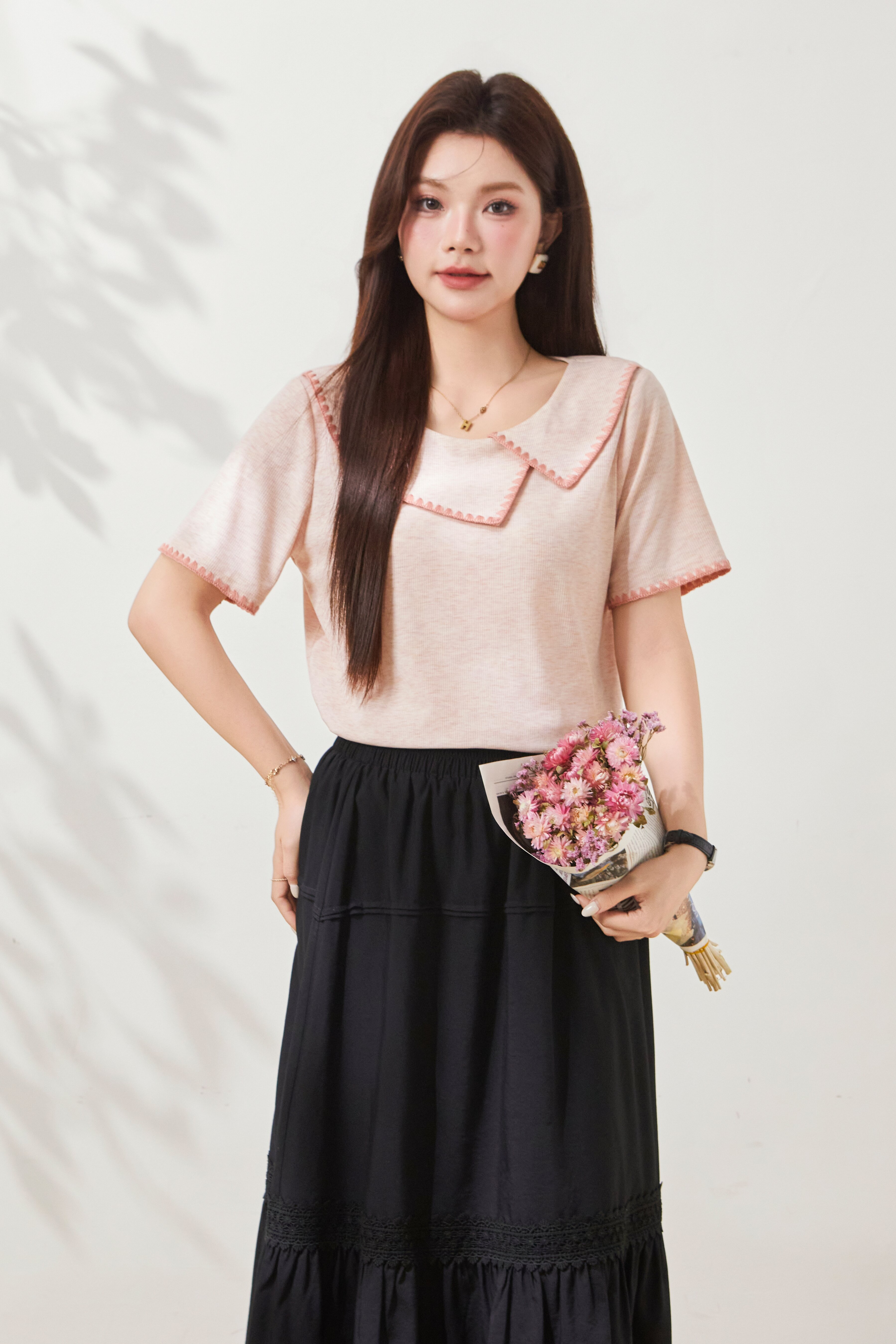 Unique Design Irregular Collar T-shirt FXZ7089