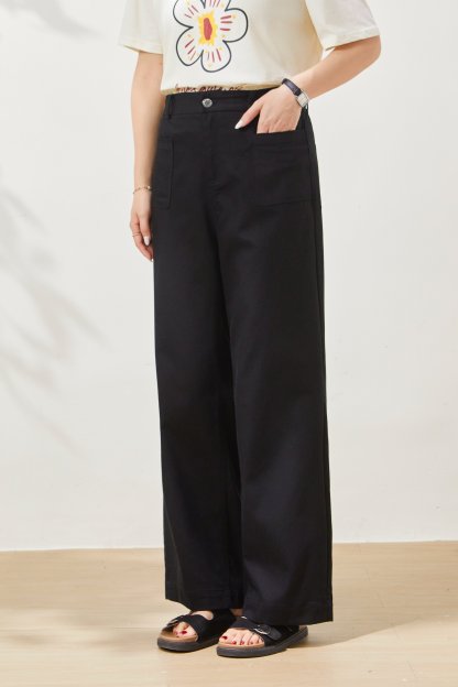 Double-pocket versatile slimming washed long pants FCK7019
