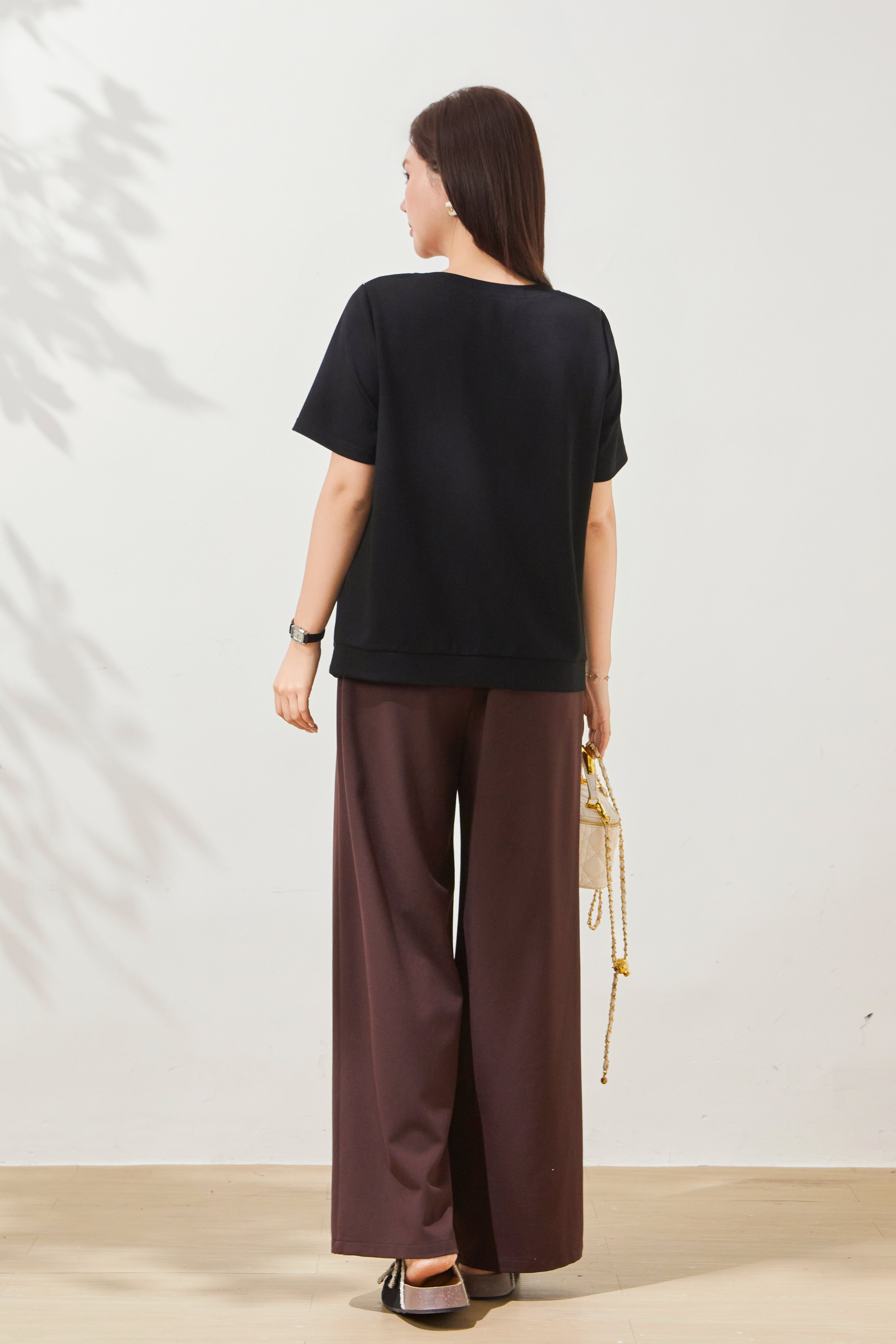 Design Sense Off Shoulder V-neck Knitted T-shirt FXZ7086