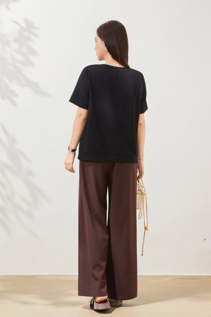 Design Sense Off Shoulder V-neck Knitted T-shirt FXZ7086