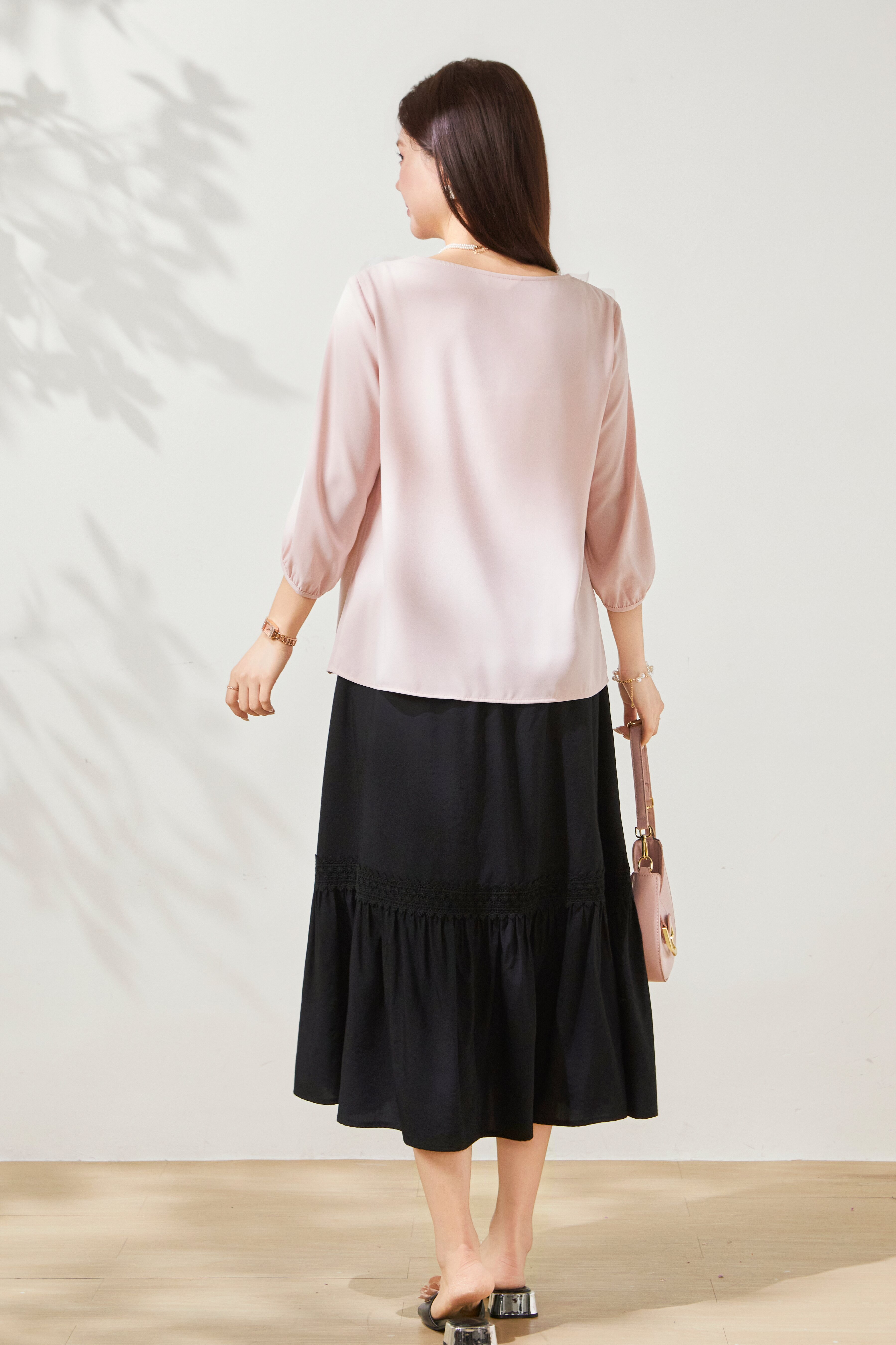 Heavy Beaded Petal Long Sleeve Blouse FCA6993