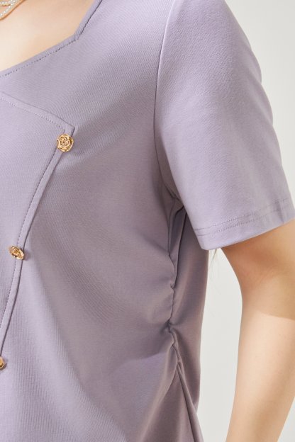 V-neck irregular design knitted T-shirt FXZ8015