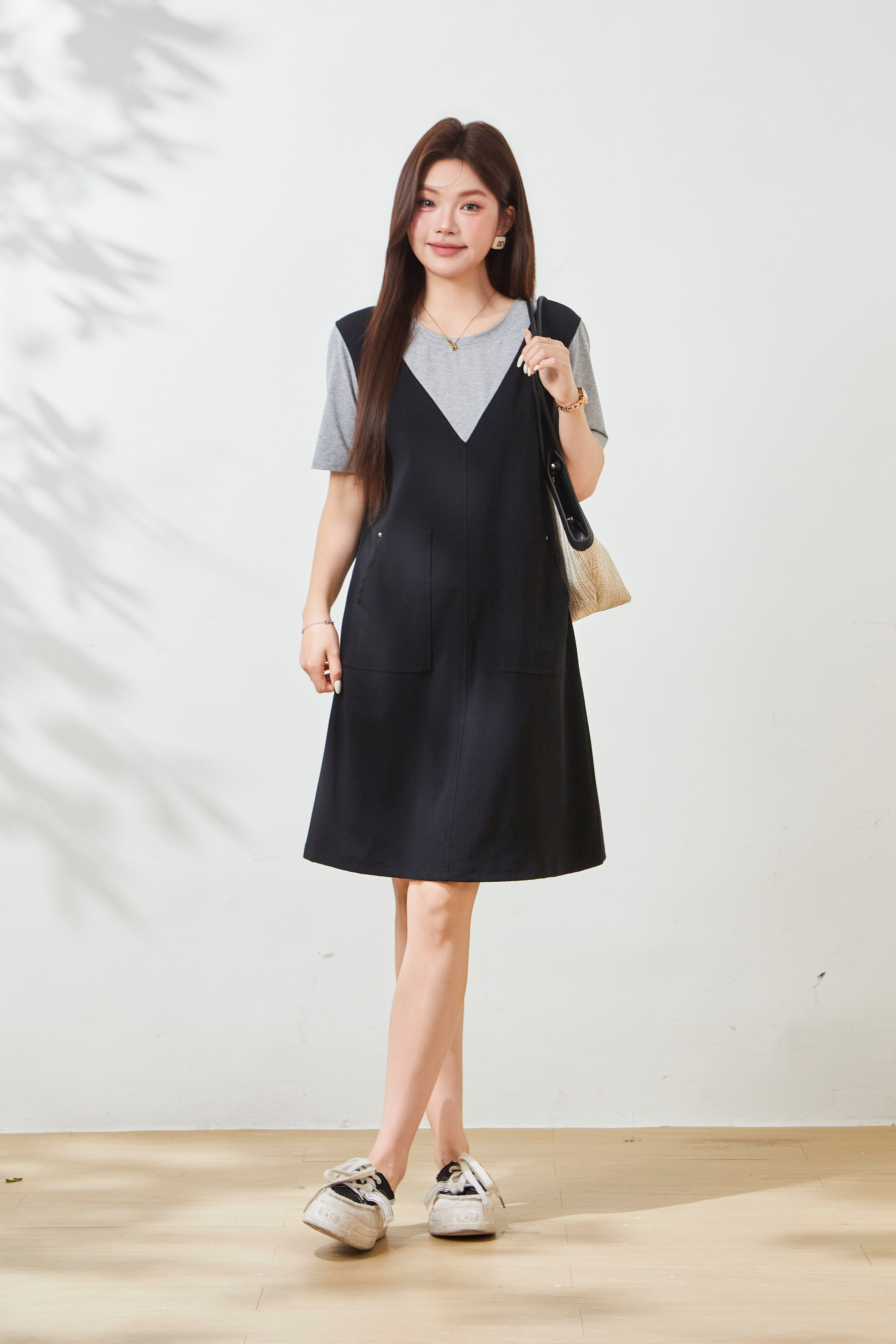 Color blocking patchwork dress FXQ9017