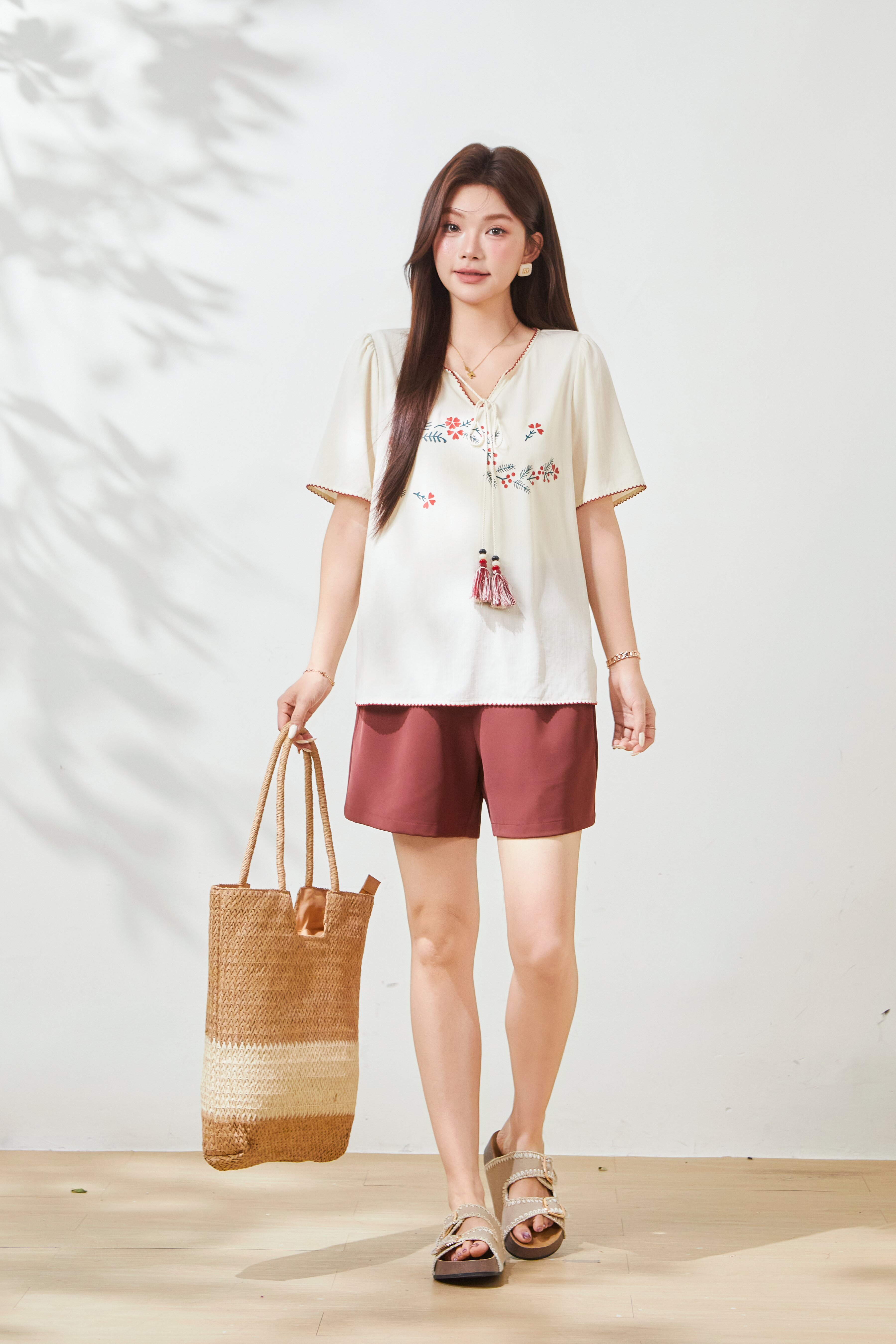 Retro style printed cotton shirt FXA8021