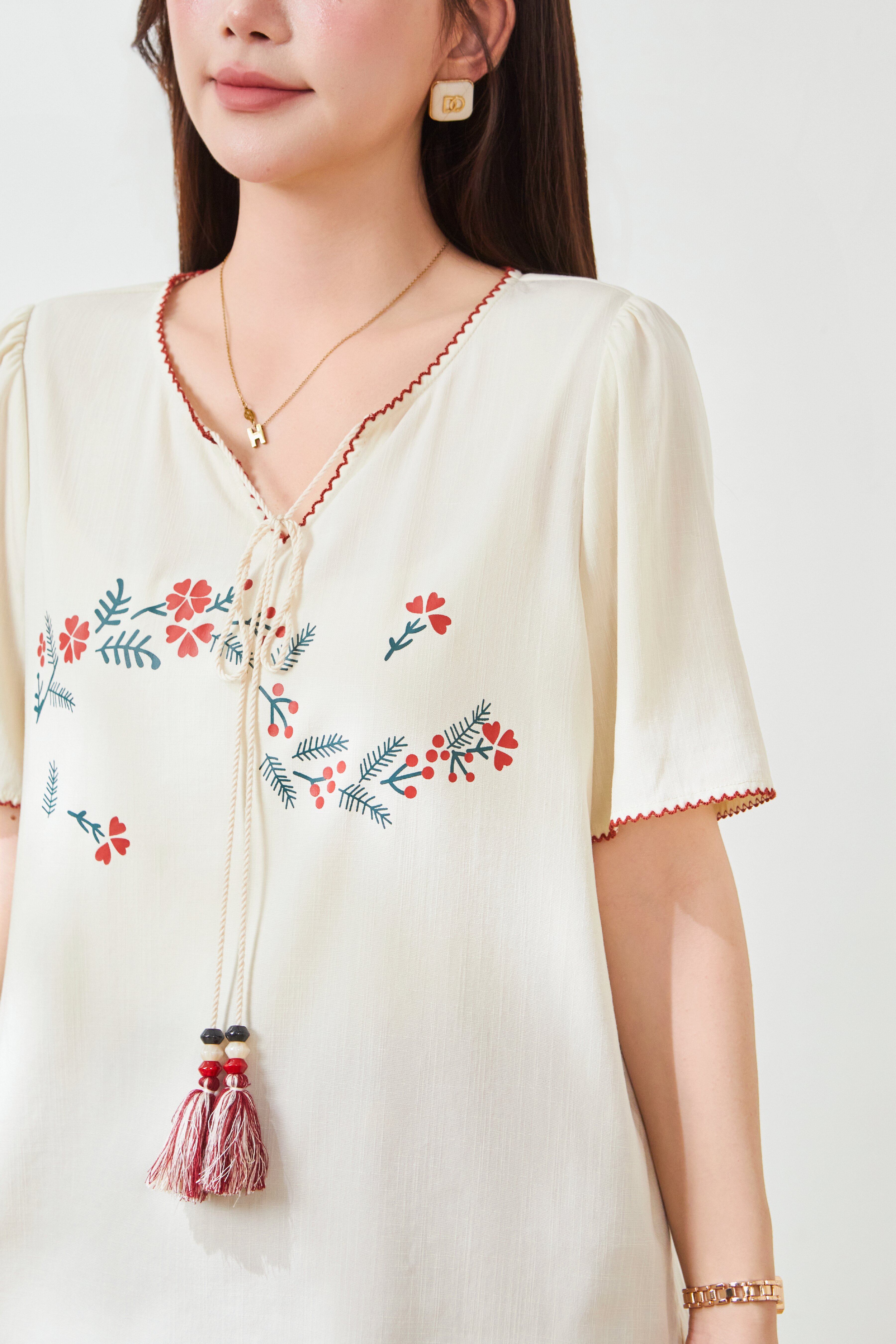 Retro style printed cotton shirt FXA8021