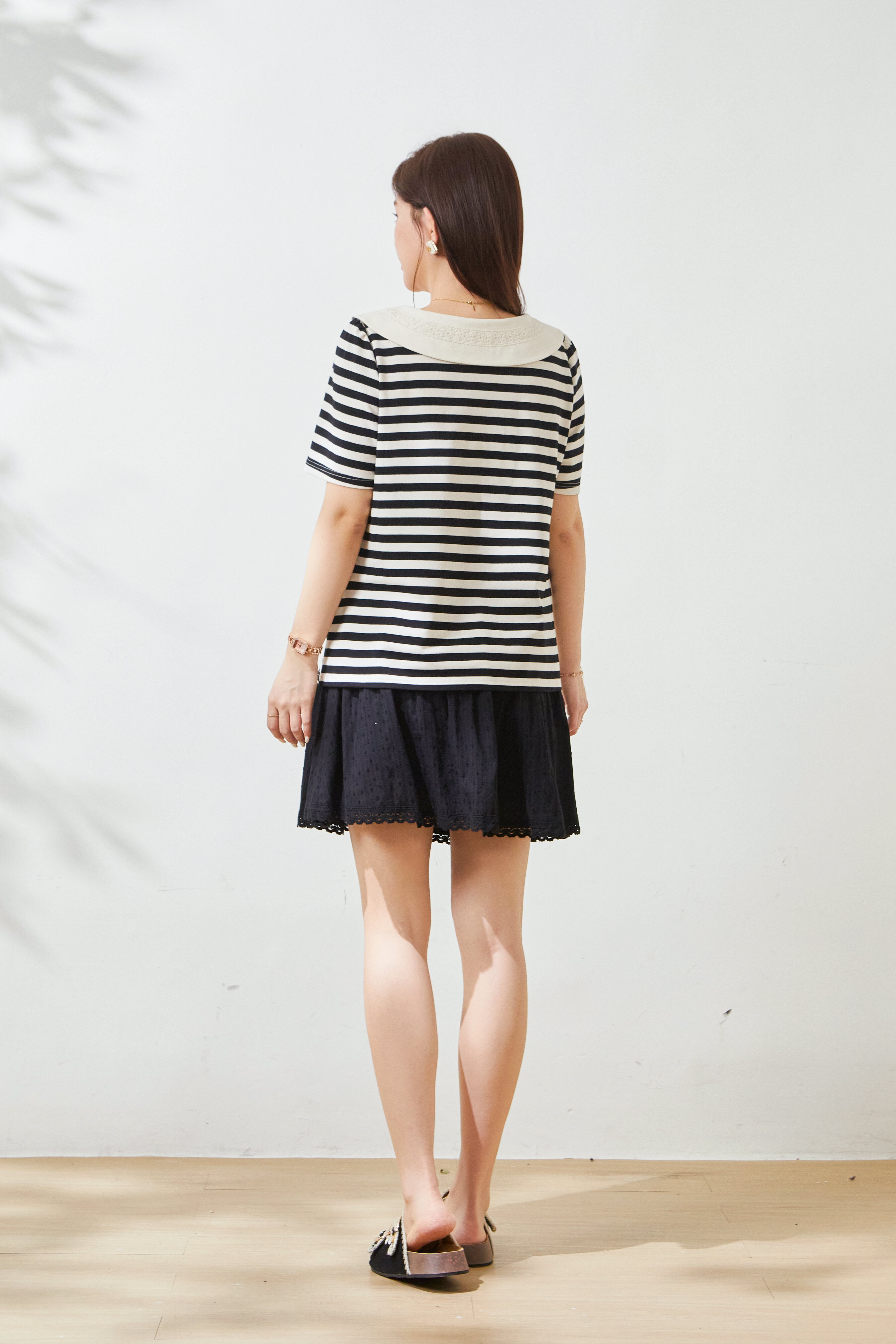 Baby collar lace bow T-shirt FXZ8066