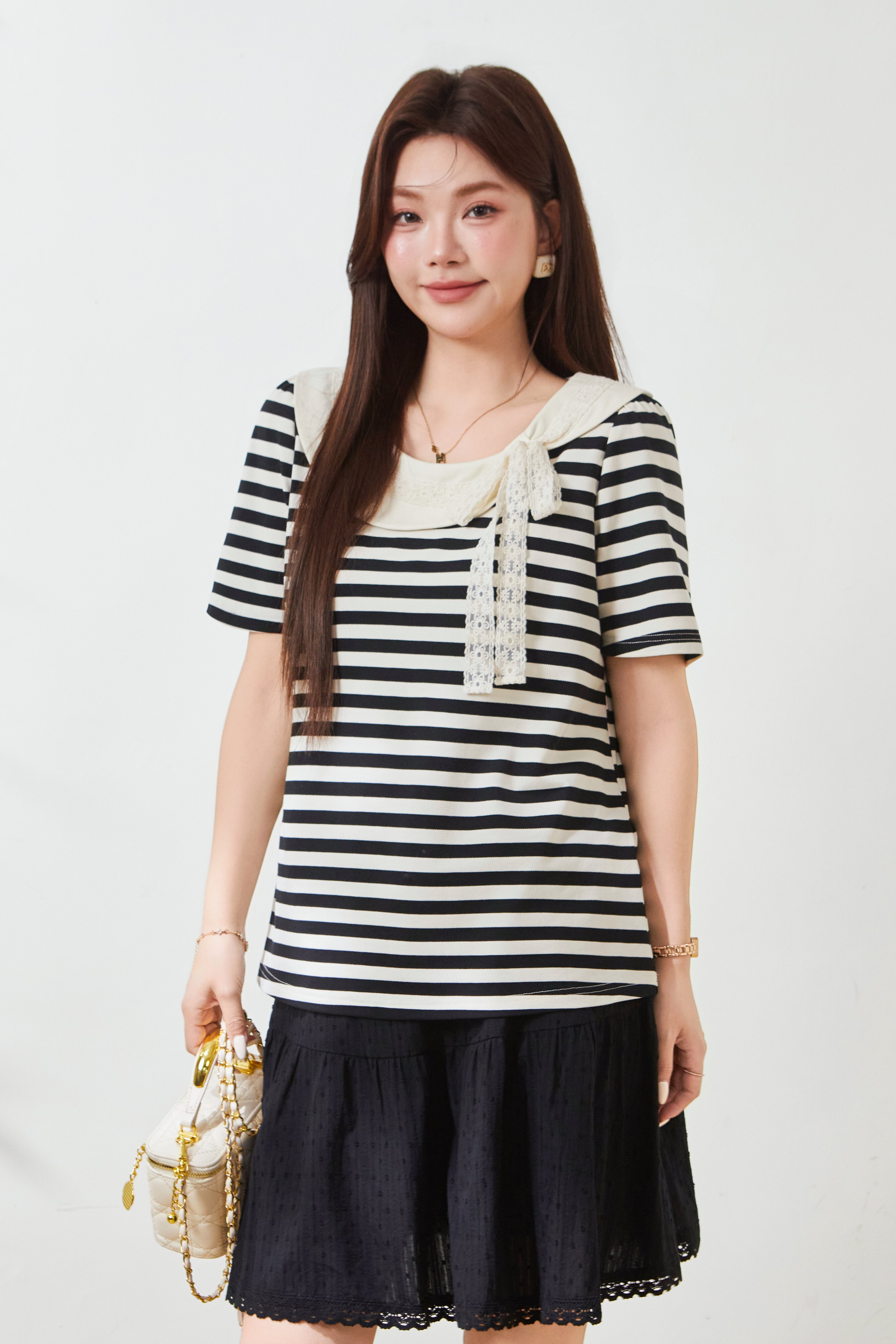 Baby collar lace bow T-shirt FXZ8066