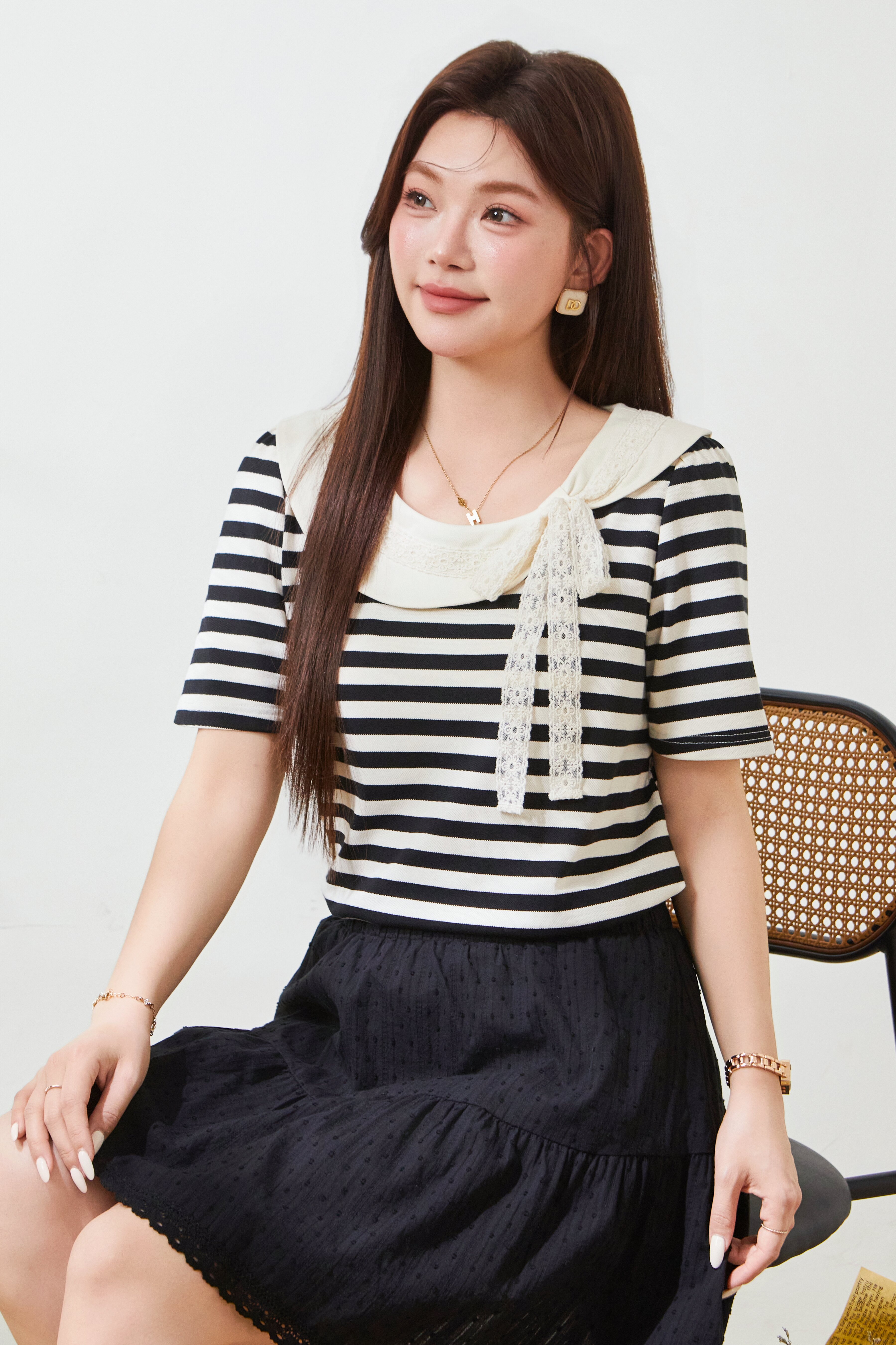 Baby collar lace bow T-shirt FXZ8066
