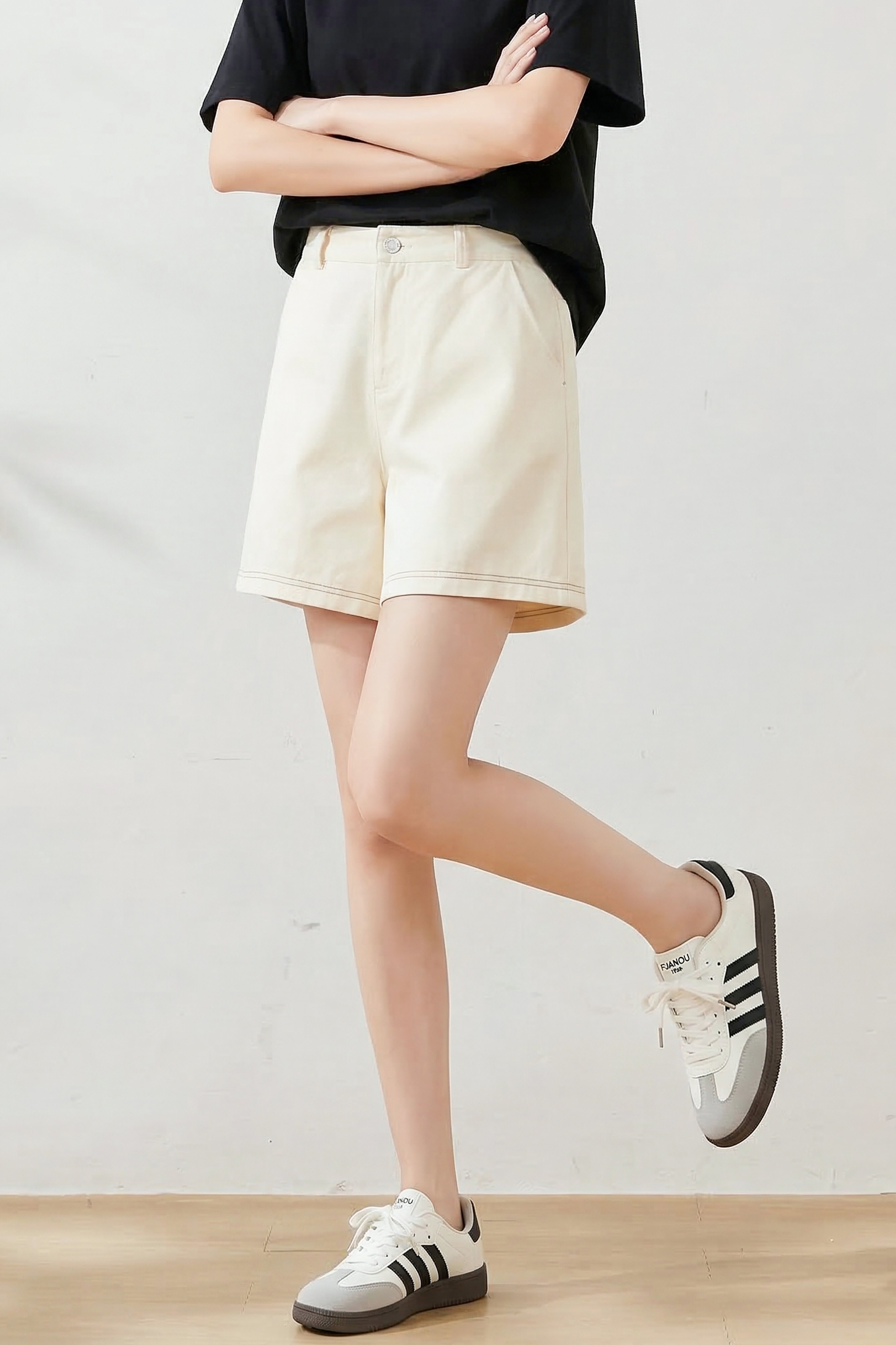 A-line versatile washed denim shorts FXK8028