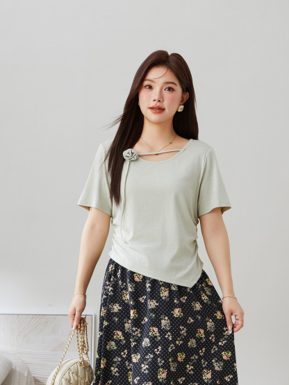 Rose Decorated Waist Slimming Top EXZ5287