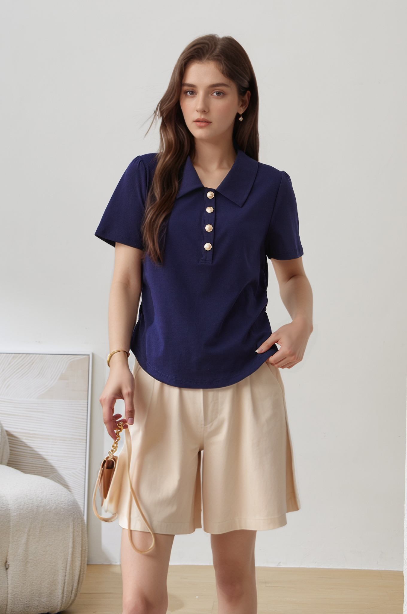 Turn-down Collar Knit Sweater EXZ5237