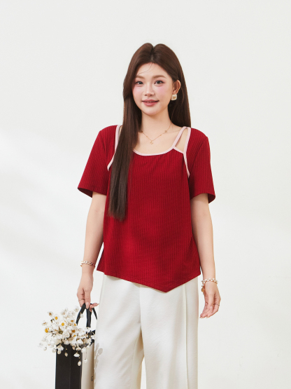 Irregular design hollow T-shirt，FXZ7302