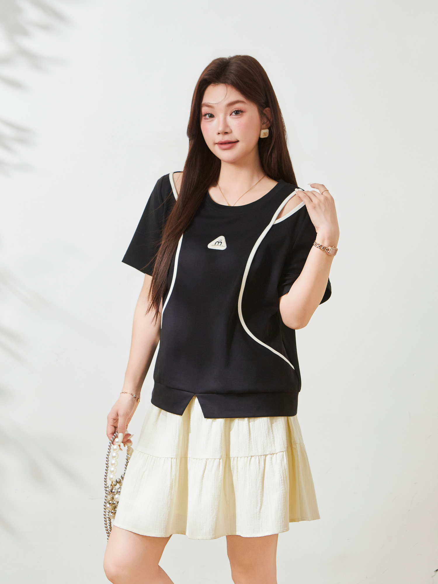 Split T-shirt with salad bar hem，FXZ9038