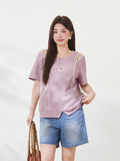 Split T-shirt with salad bar hem，FXZ9038