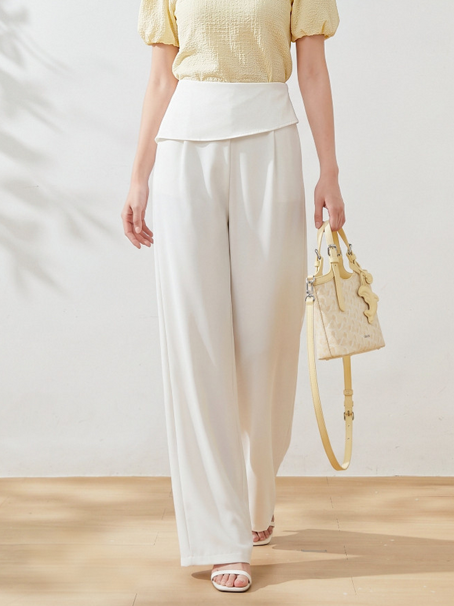 Belly covering design woven fabric pants，FXK7339