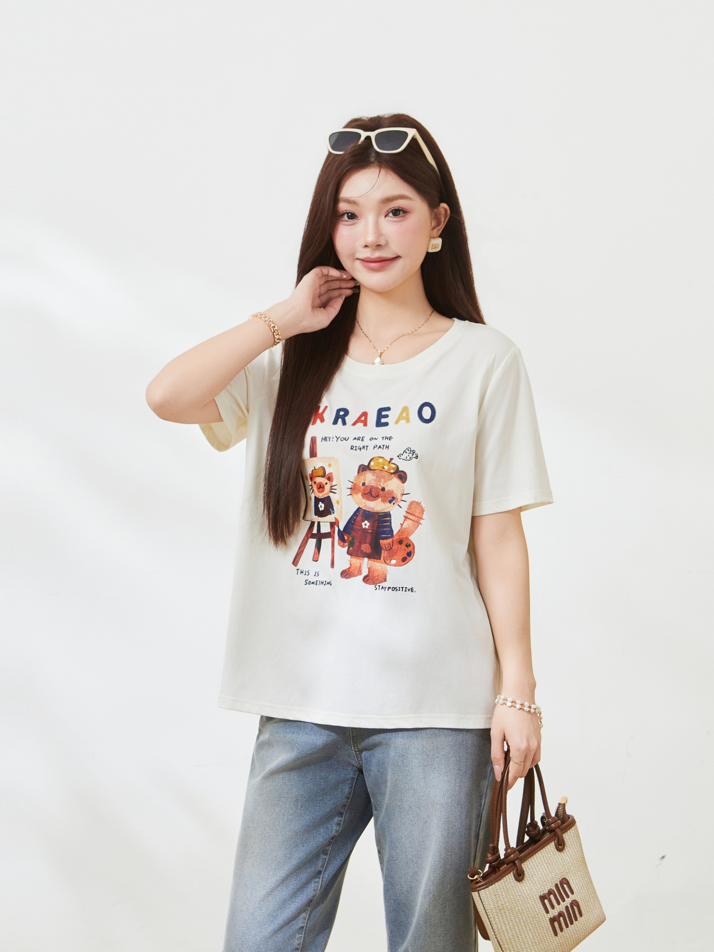 Creative graffiti ice-feel knitted T-shirt FXZ7258
