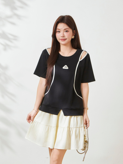 Split T-shirt with salad bar hem，FXZ9038