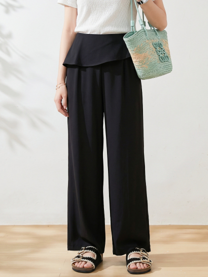 Belly covering design woven fabric pants，FXK7339