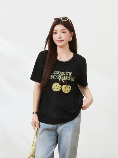 Design inspired Embroidered Cherry T-shirt，FXZ7233