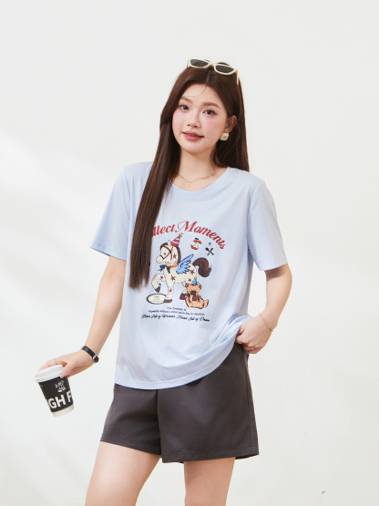 Cartoon pony print knitted T-shirt FXZ7323