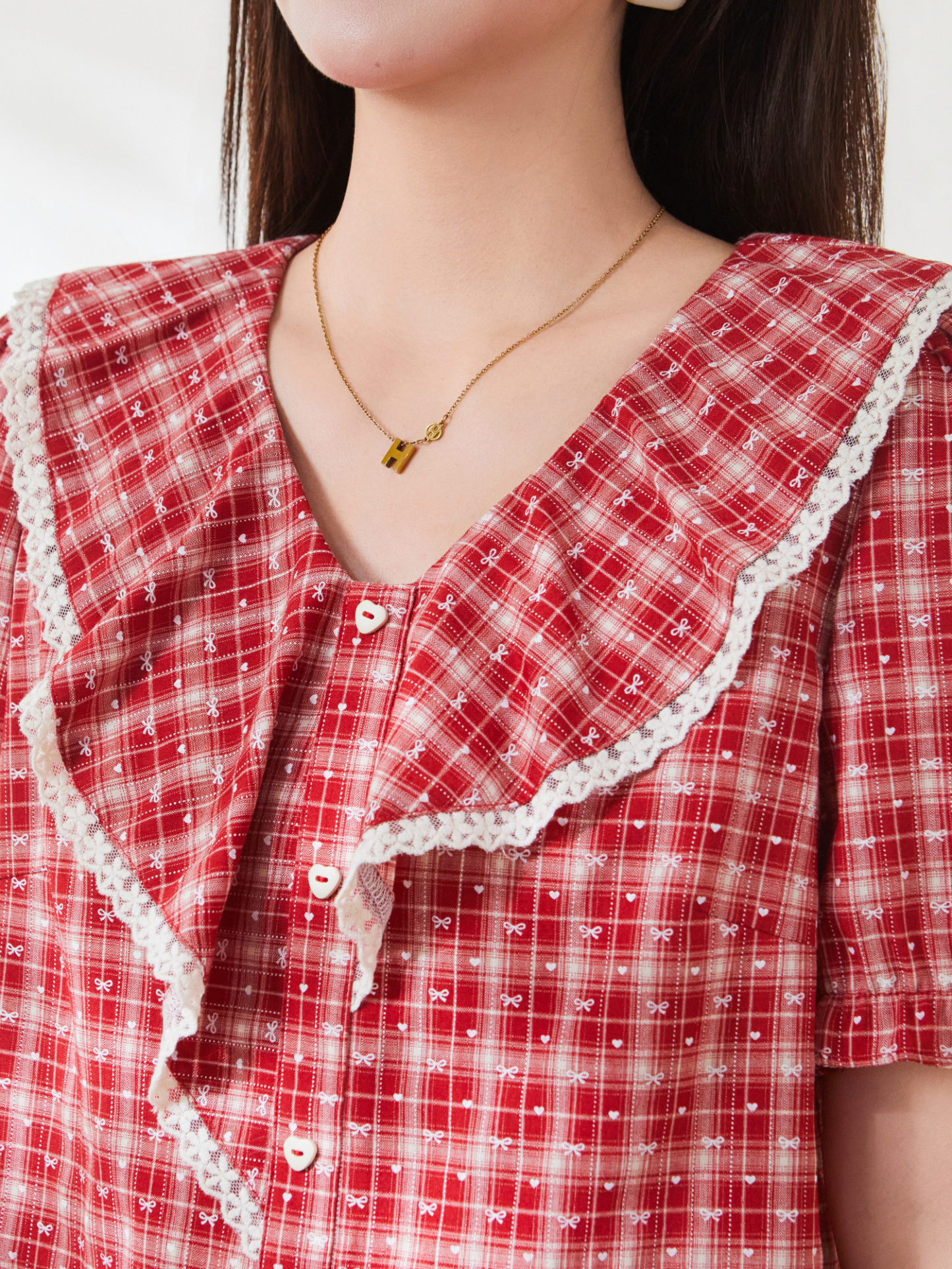 French bowknot V-neck ruffle blouse FXA7160