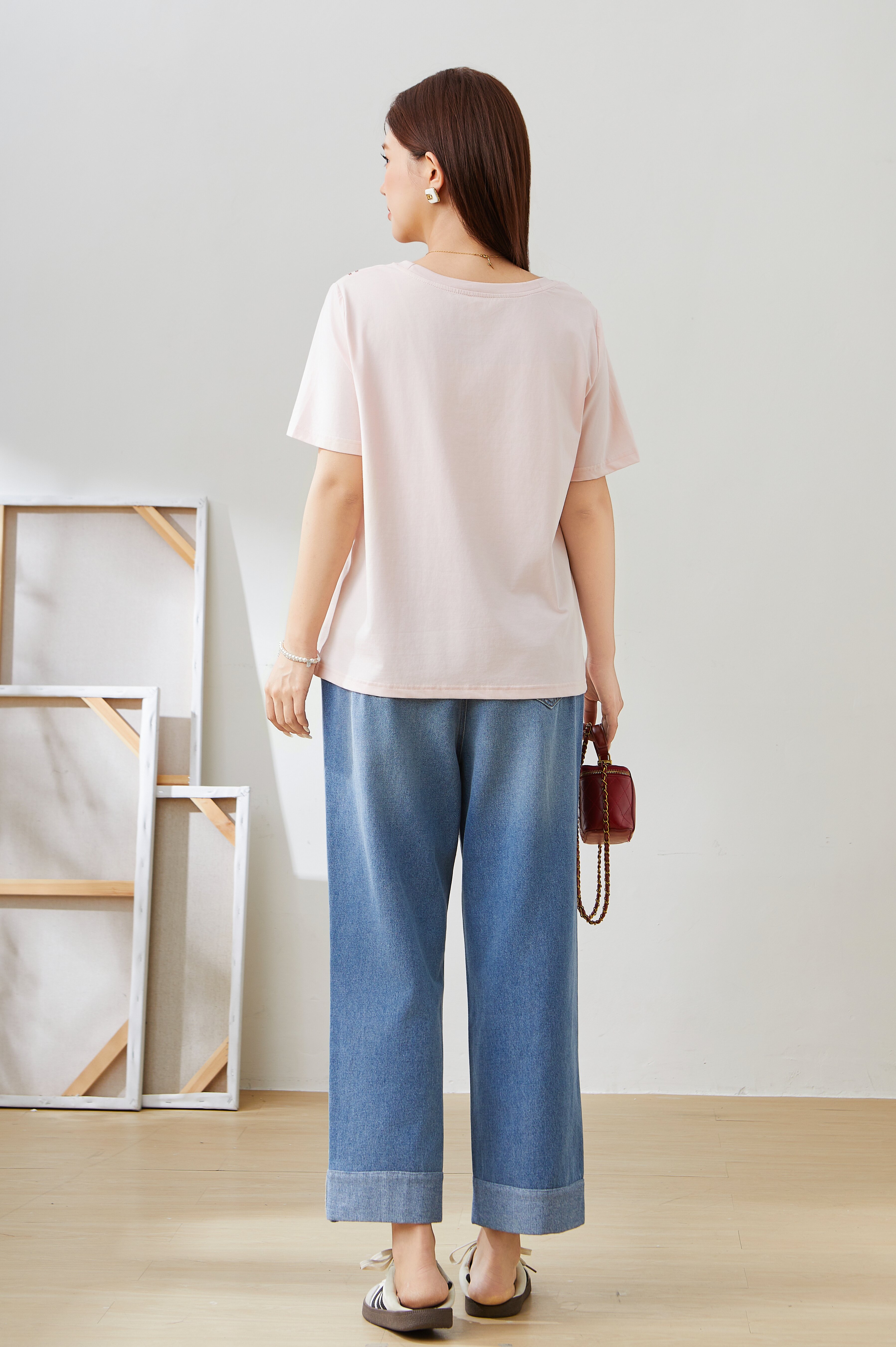 Starry Sky Print Handmade Beaded T-Shirt EXZ5533