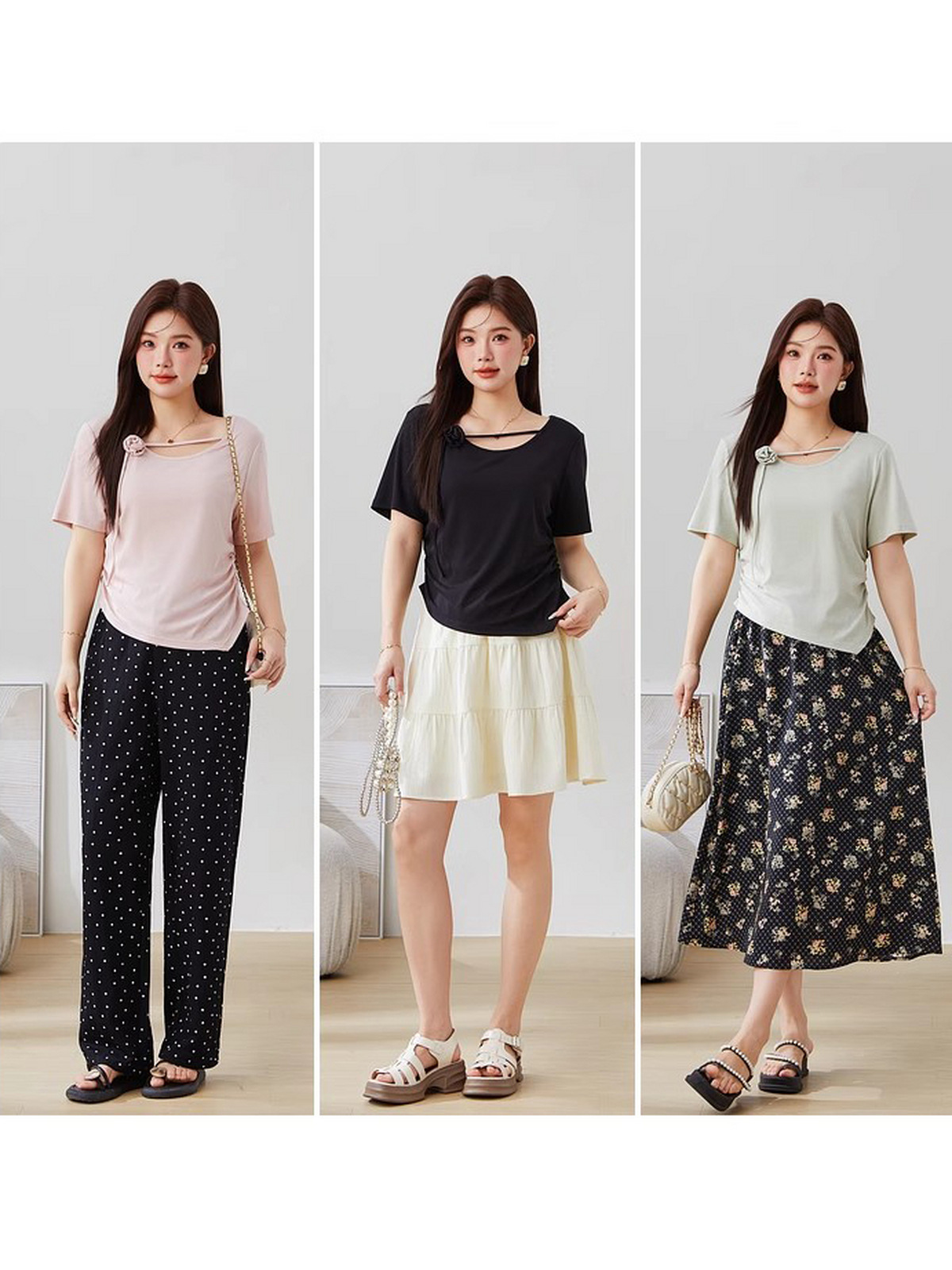 Rose Decorated Waist Slimming Top EXZ5287