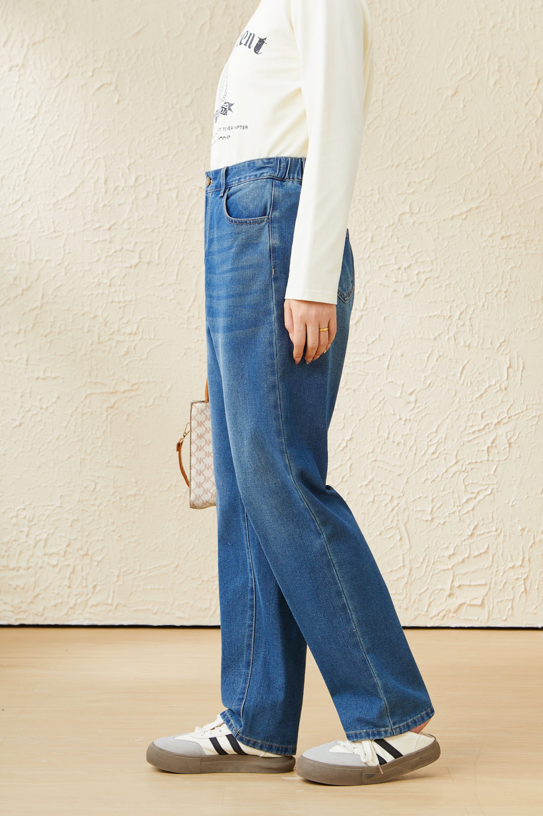 Washed Straight-Leg Versatile Denim Pants DDK2178