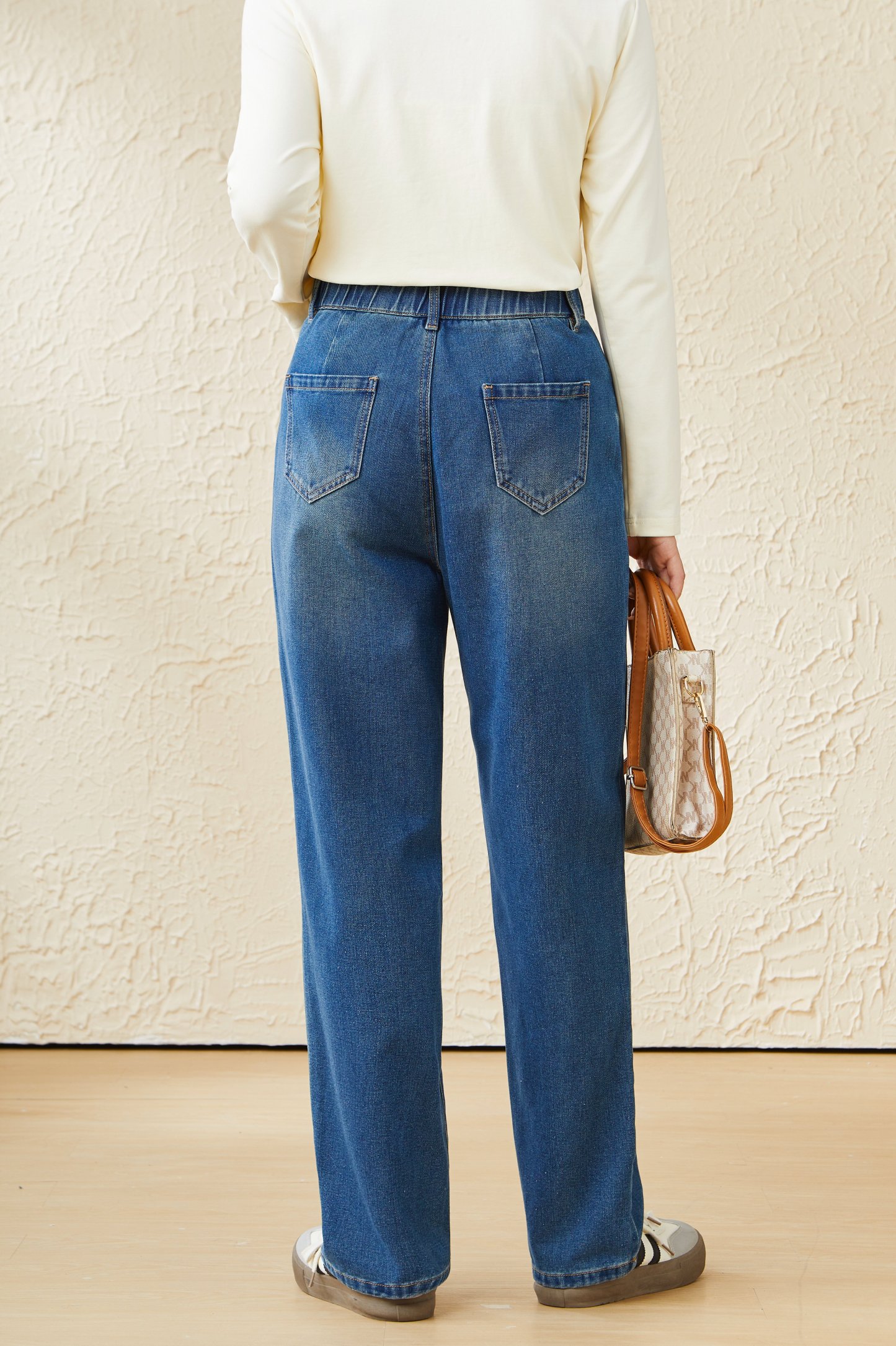 Washed Straight-Leg Versatile Denim Pants DDK2178