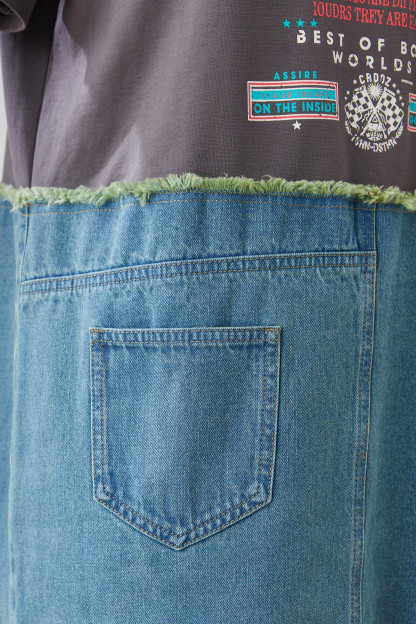 Denim Style Printed Dress EXQ5027