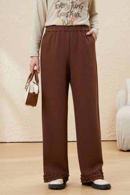 Autumn straight-leg Ruffled Knitted Casual Pants EDK5688