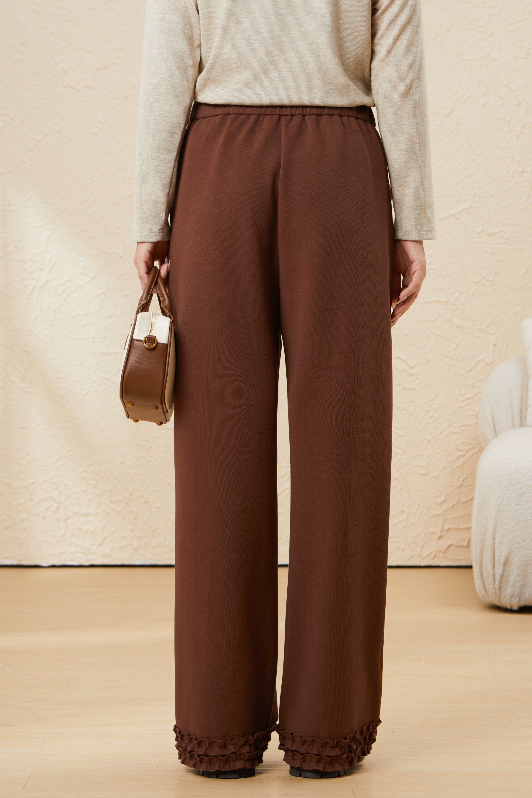 Autumn straight-leg Ruffled Knitted Casual Pants EDK5688