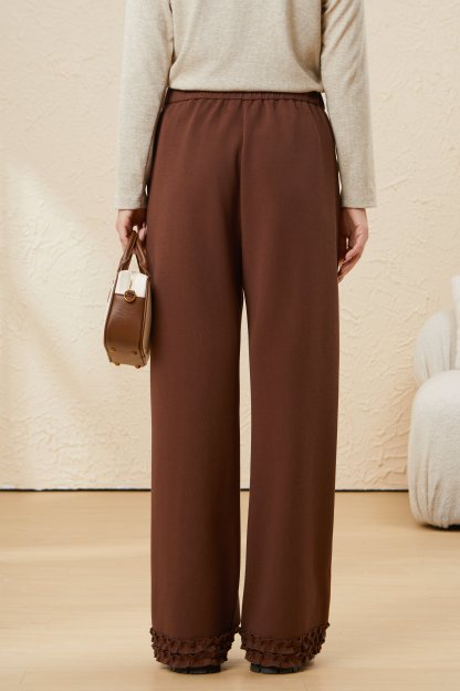 Autumn straight-leg Ruffled Knitted Casual Pants EDK5688