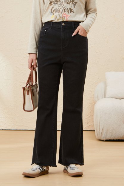 Flared Slim Fit Slimming Denim Pants EDK5718