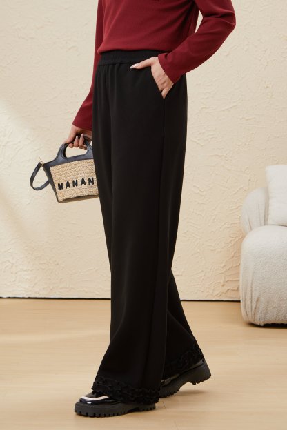 Autumn straight-leg Ruffled Knitted Casual Pants EDK5688