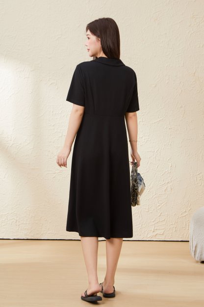 POLO Collar Waist Short Sleeve Dress EXQ5588