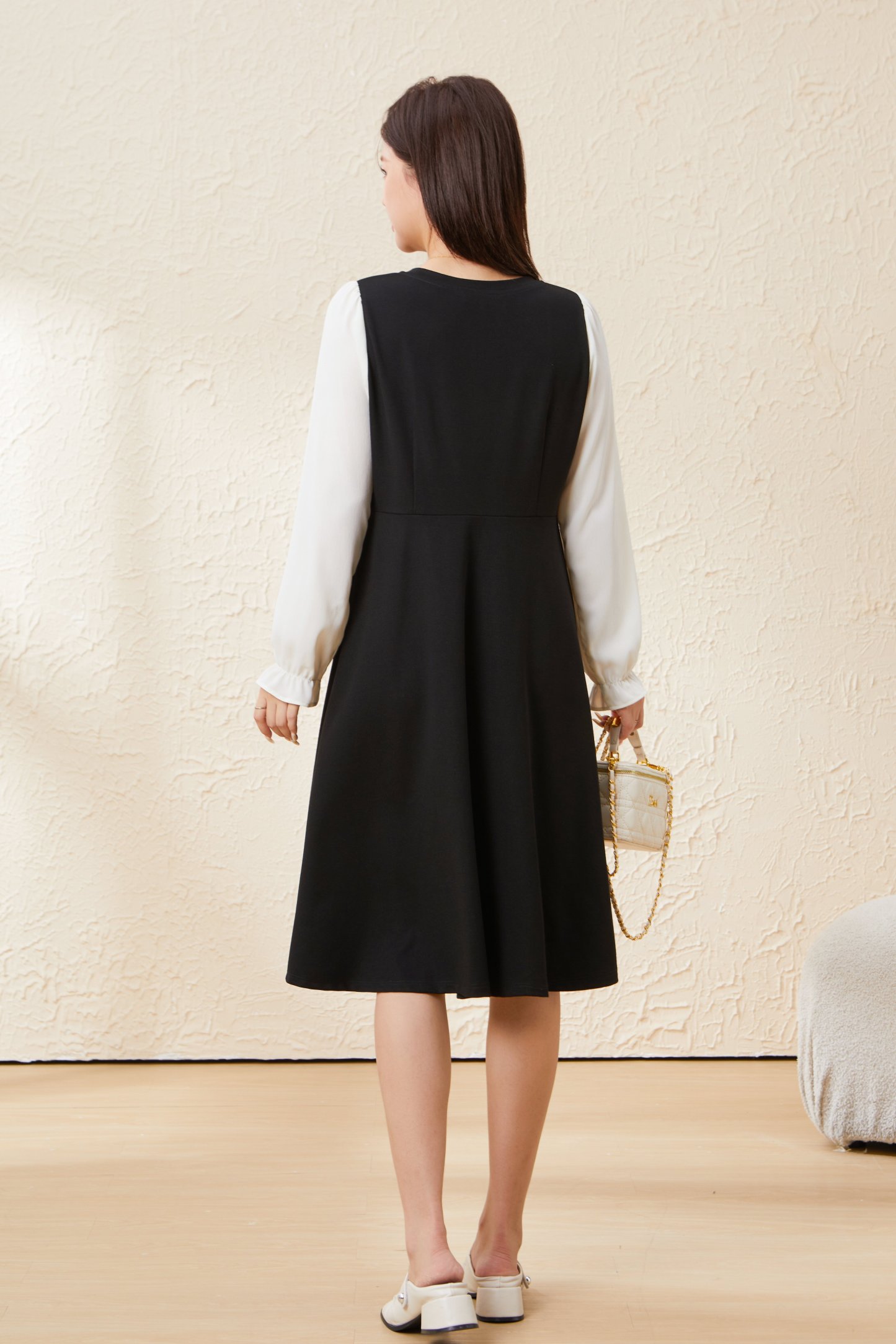 New Fake Two-Piece Beaded Slimming Dress EDQ5675