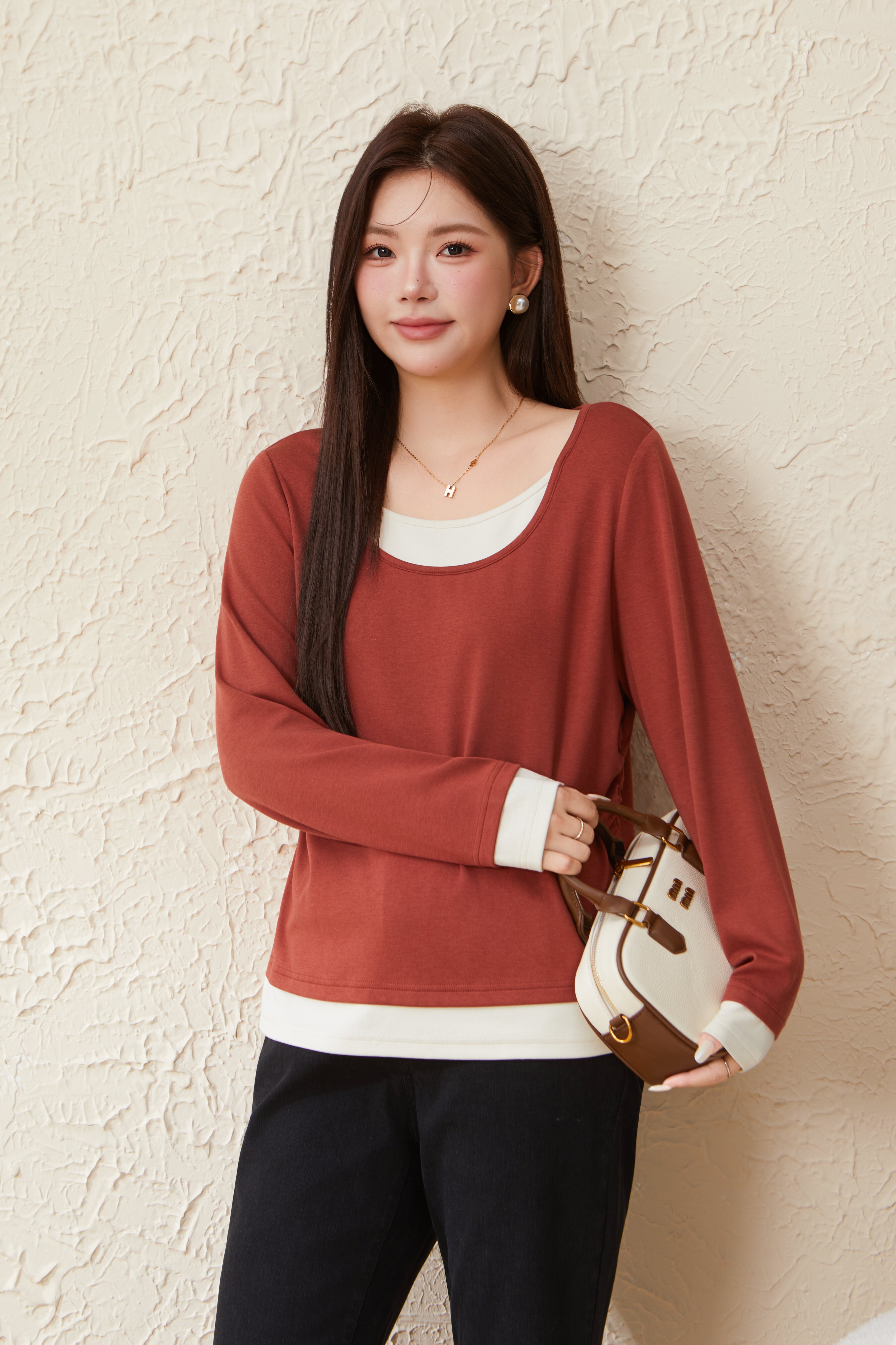 Fake Two-Piece Patchwork Color-Block Top EDZ5600
