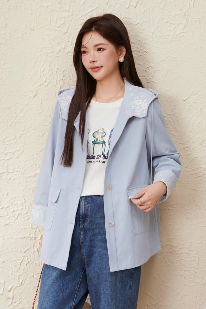 Contrast Color Mid-Length Thin Jacket EDW5655N