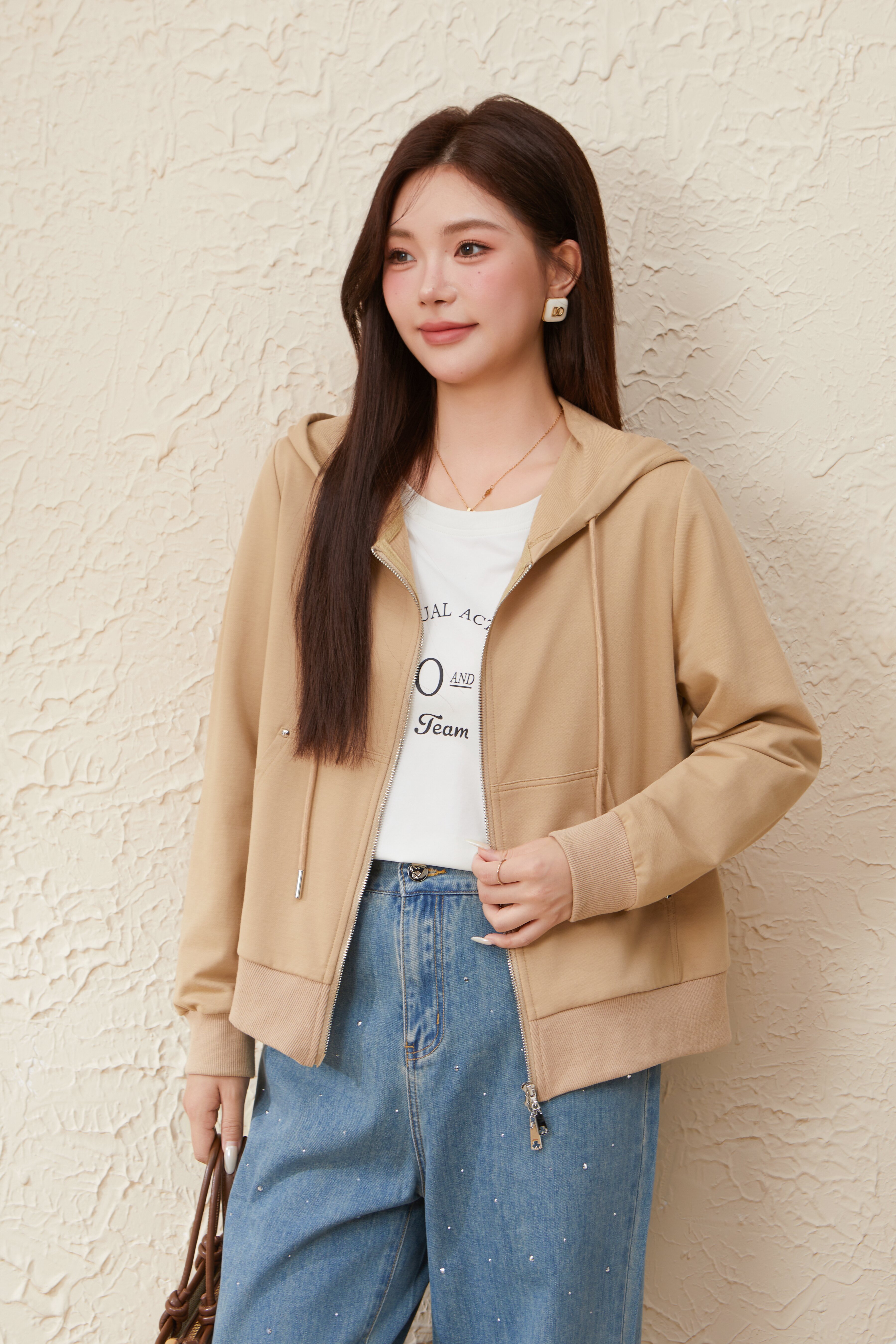 Double-ended Zipper Hooded Sweatshirt Thin Jacket EDW5605N