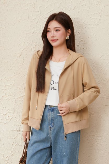 Double-ended Zipper Hooded Sweatshirt Thin Jacket EDW5605N