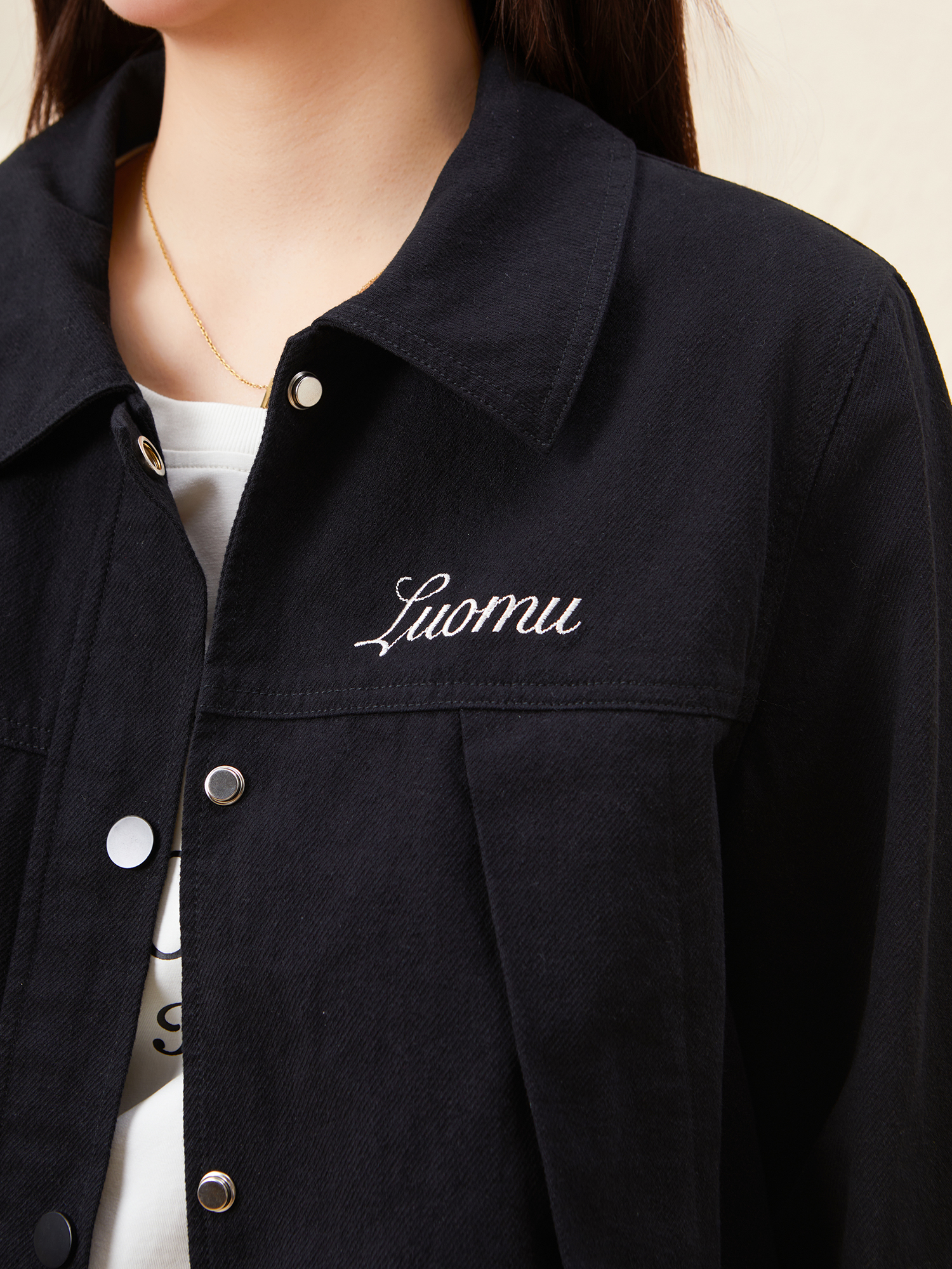 Versatile Plaid Cuff Denim Jacket EDW5676