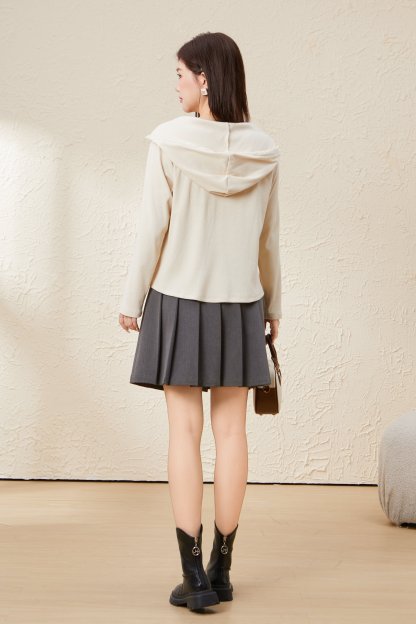 Knitted Hooded Sweet Thin Velvet Top EDZ5616N