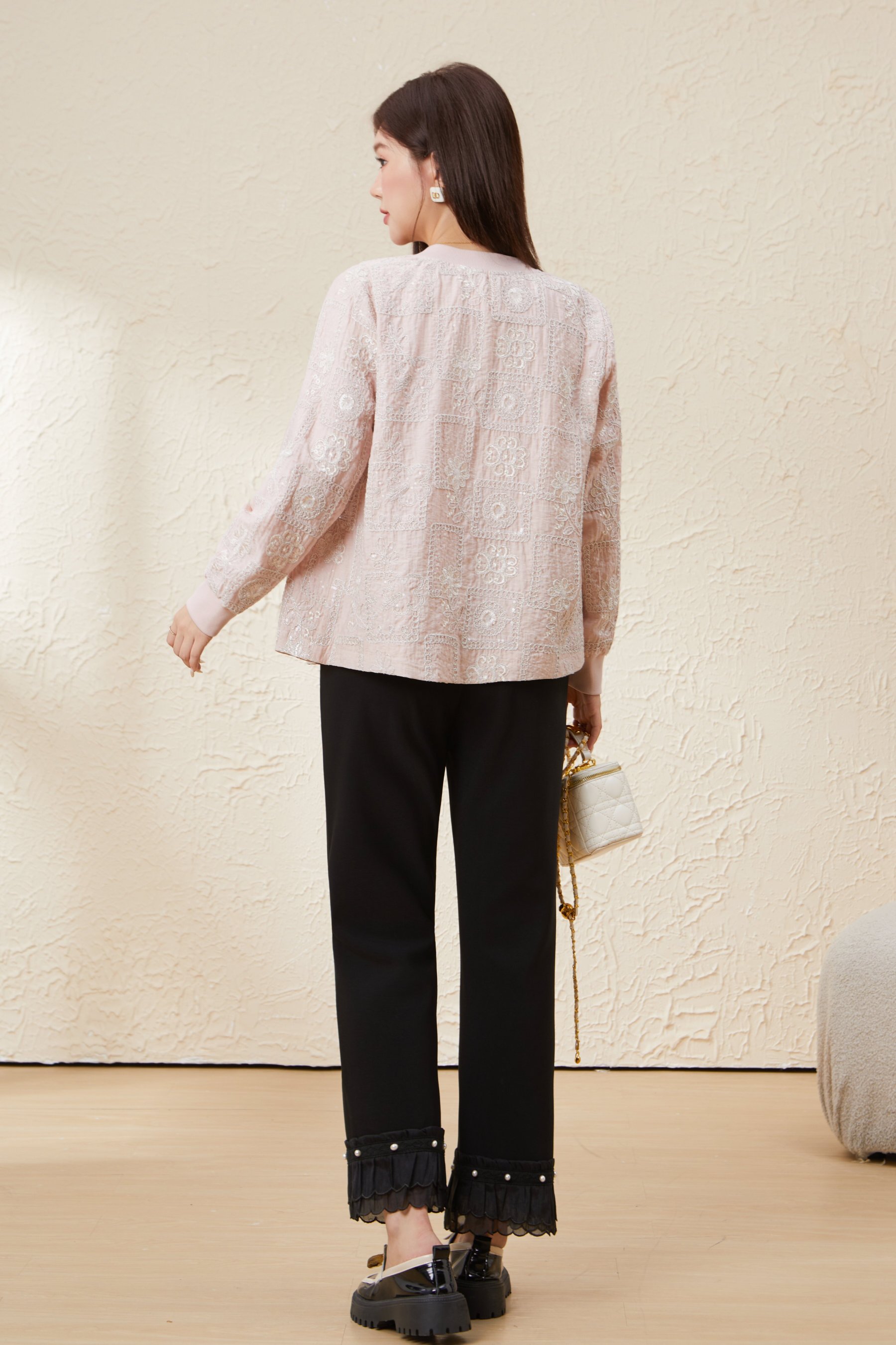 Embroidered Short Baseball Jacket EDW5636